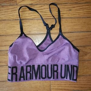 Under Armour Womens Seamless Cross Back Low Impact Sports Bra purple